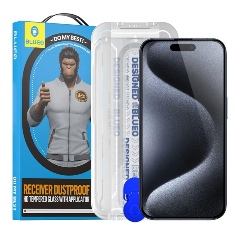 Blueo Receiver Anti-dust HD Glass Anti-Static with applicator - iPhone15 Pro 6.1 - أكسسوار